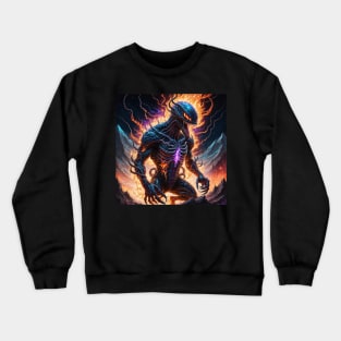 Virning alien in fire aura Crewneck Sweatshirt